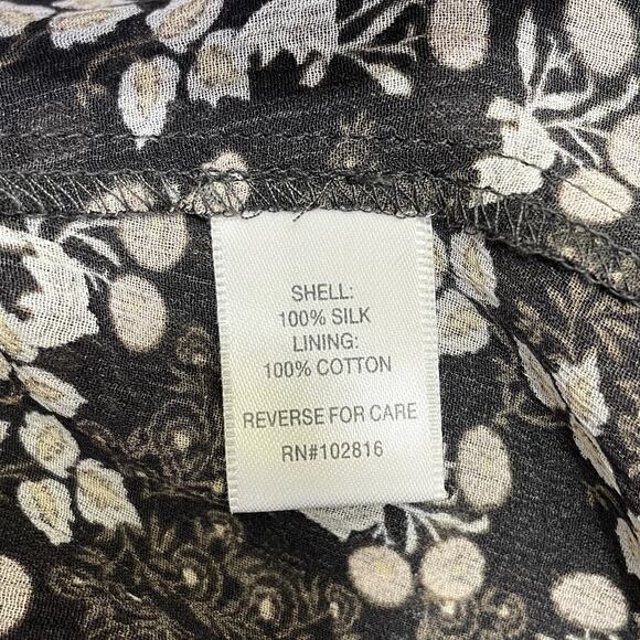 Garnet Hill Silk Chiffon Floral Shift Neutral Dress Size 6 Boho Cottage Indie - Picture 13 of 13
